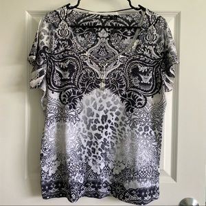 Women’s Cheetah Print Top with Rhinestones